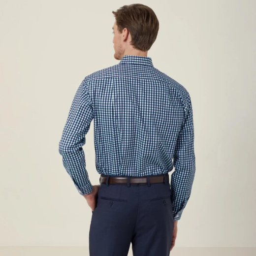 Picture of NNT Mens Dobby Check Cotton Long Sleeve Shirt